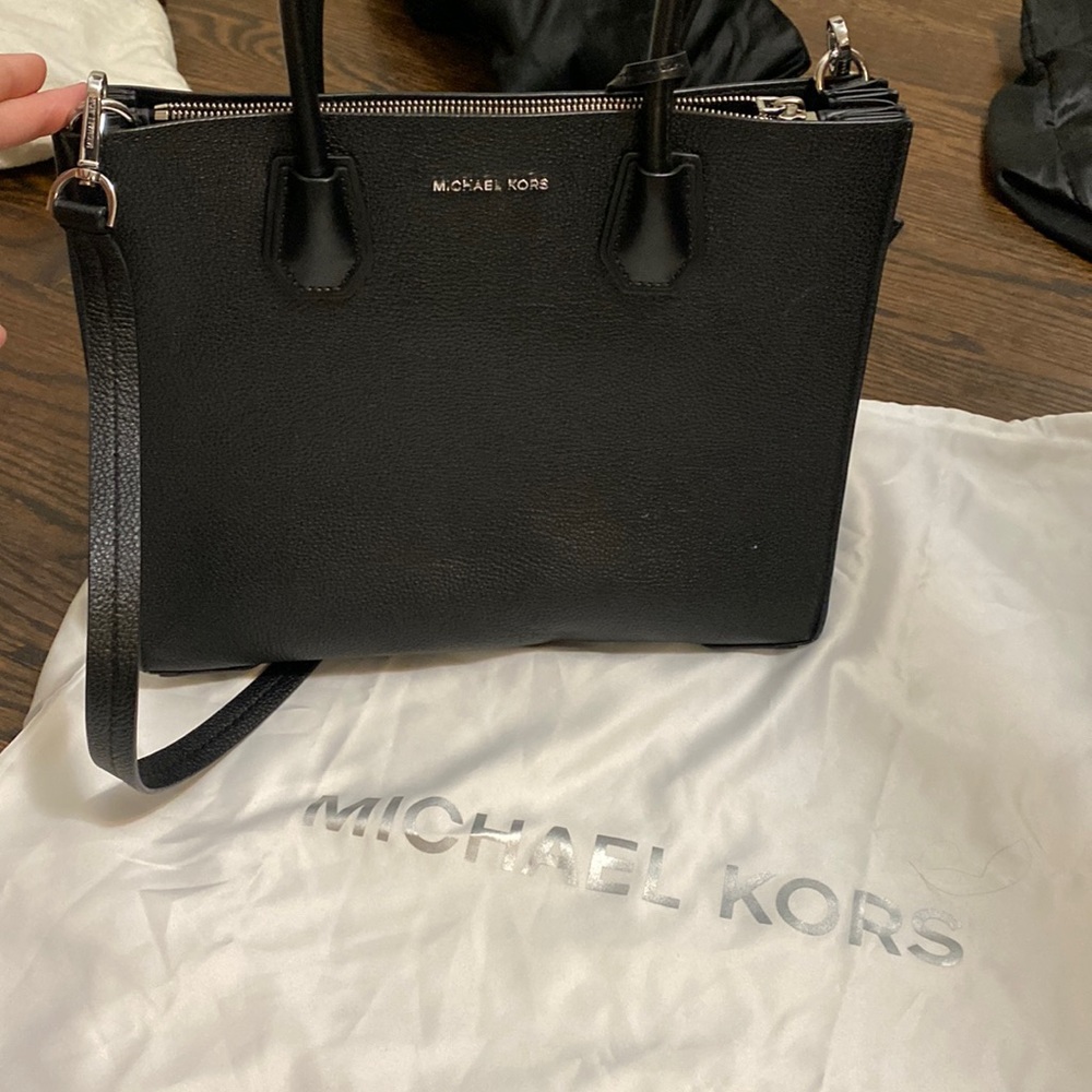 Michael Kors black leather satchel bag